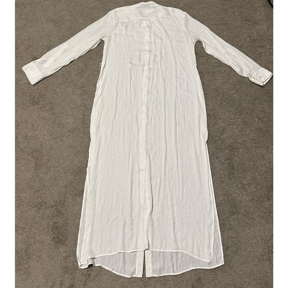 Summersalt Women M Dress Maxi Button Front Long Sleeve Roll Tab White READ - Picture 2 of 8